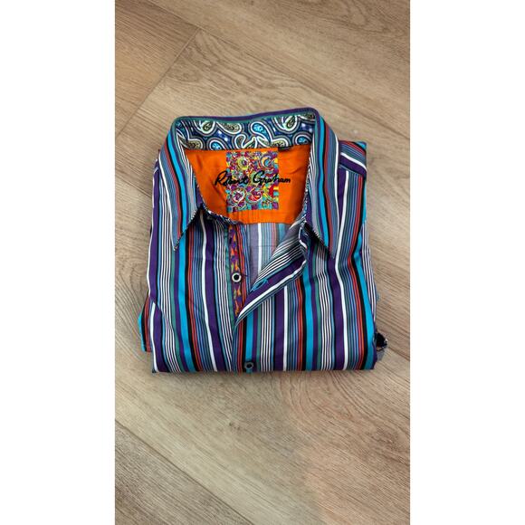 Robert Graham Multicolor Stripe Button-Down Shirt – Size XL - Picture 1 of 10